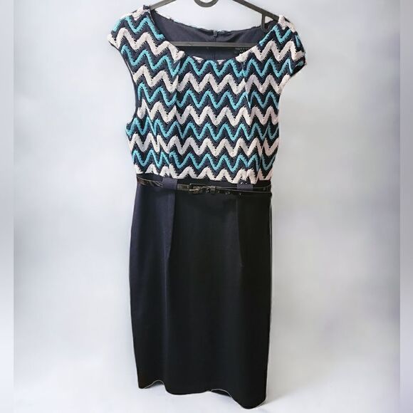 Connected Apparel Belted Office Dress Size 12 - Picture 1 of 6